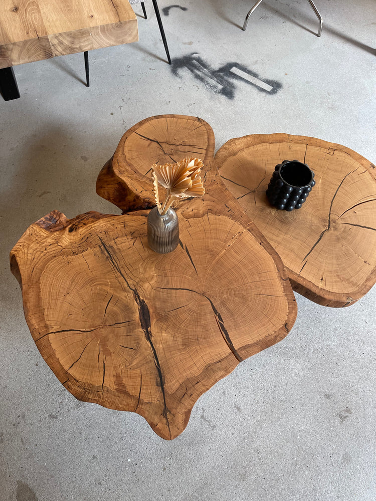 Unikat Couchtisch Wohnzimmertisch aus Eiche Baumscheibe Naturholz Massivholz