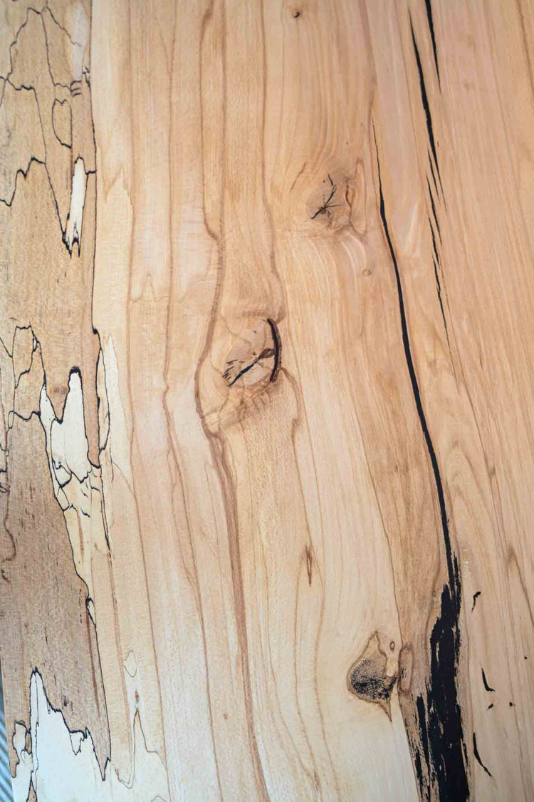 Designer Tisch aus gestockter Buche | Designtisch mit Naturstein | Holzwerk Hamburg