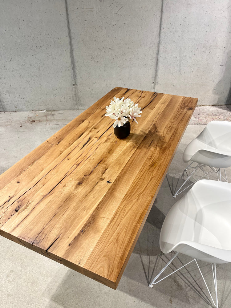 Esstisch Massivholz Eiche | Massivholztisch Tischgestell weiß