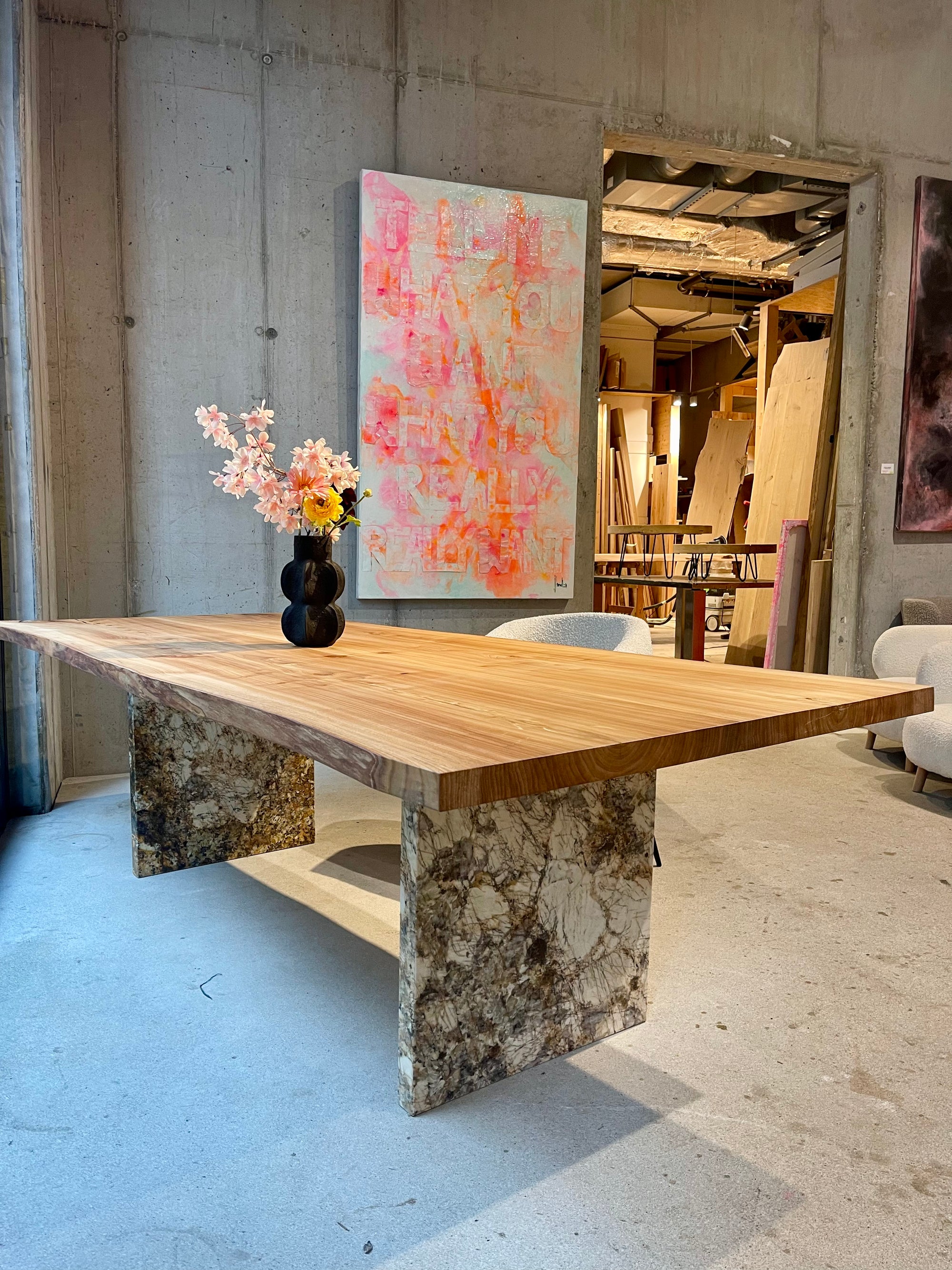 Esstisch Ulmenholz Massivholz | Massivholztisch Ulme | Designtisch