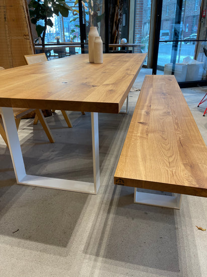Massivholztisch nach Maß | Tischgestell in weiß 