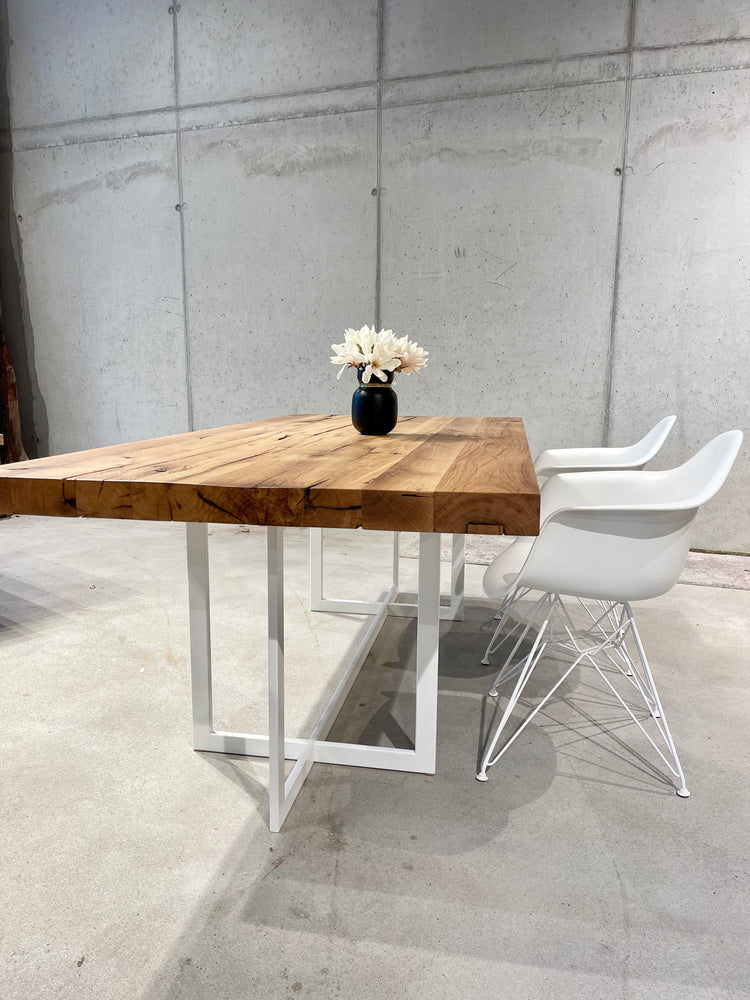 Esstisch Massivholz Eiche | Massivholztisch Tischgestell weiß