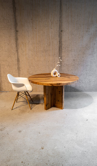 Tisch rund aus Holz Rustikal Eiche 