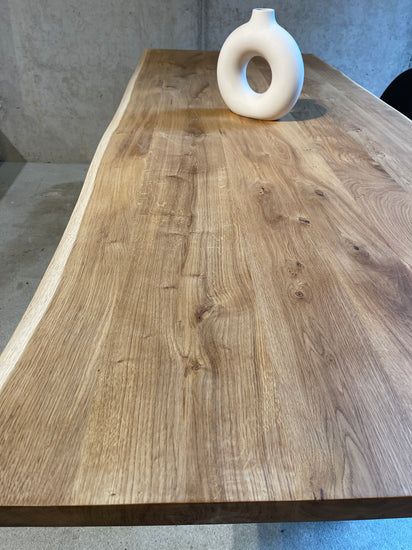 Tischplatte Massivholztisch Eiche mit Baumkante 