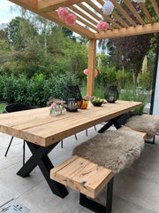 Gartentisch Massivholz Eichenholz | Holztisch Terrasse | Esstisch Garten