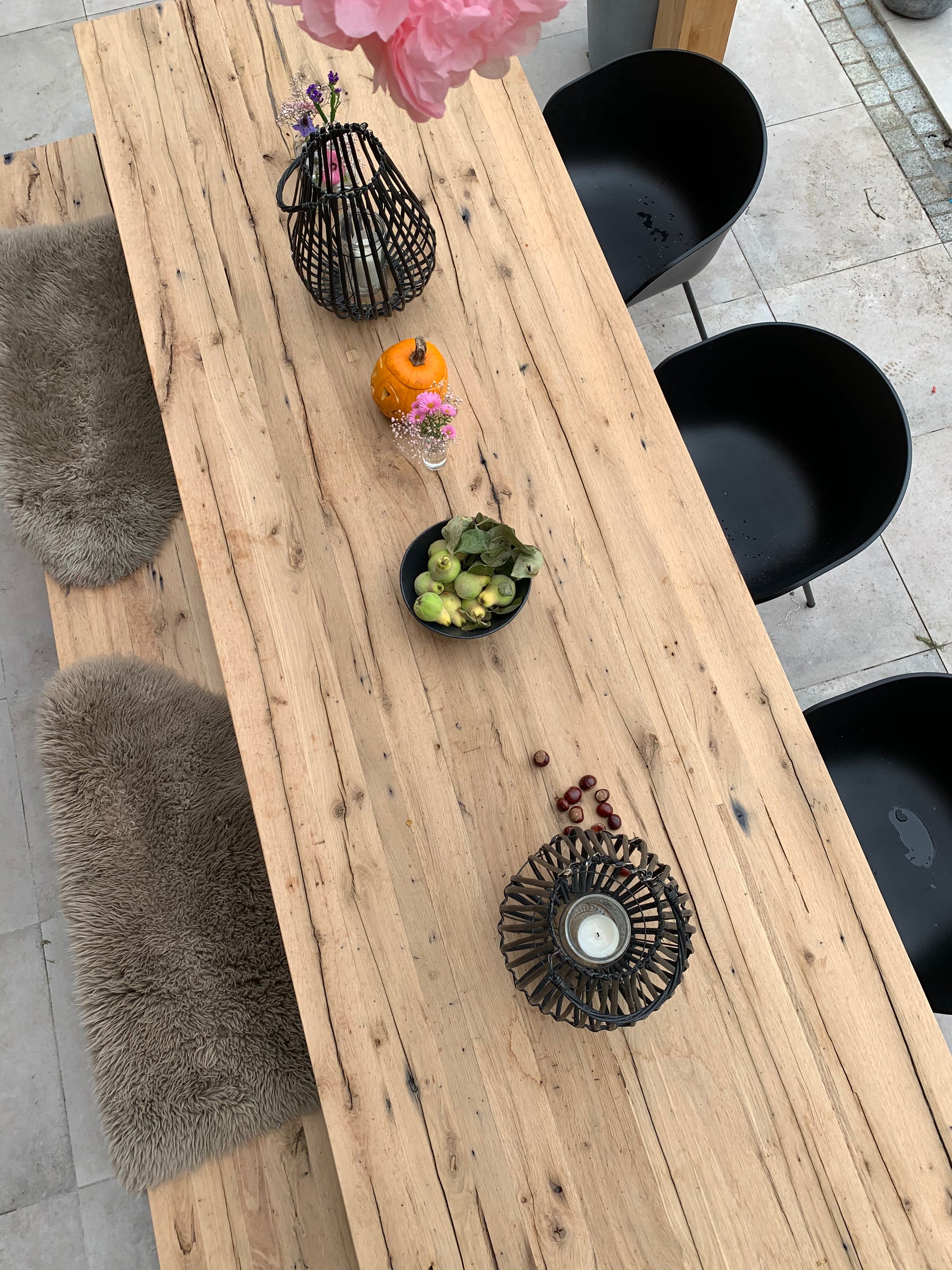 Gartentisch Massivholz Eichenholz Altholz