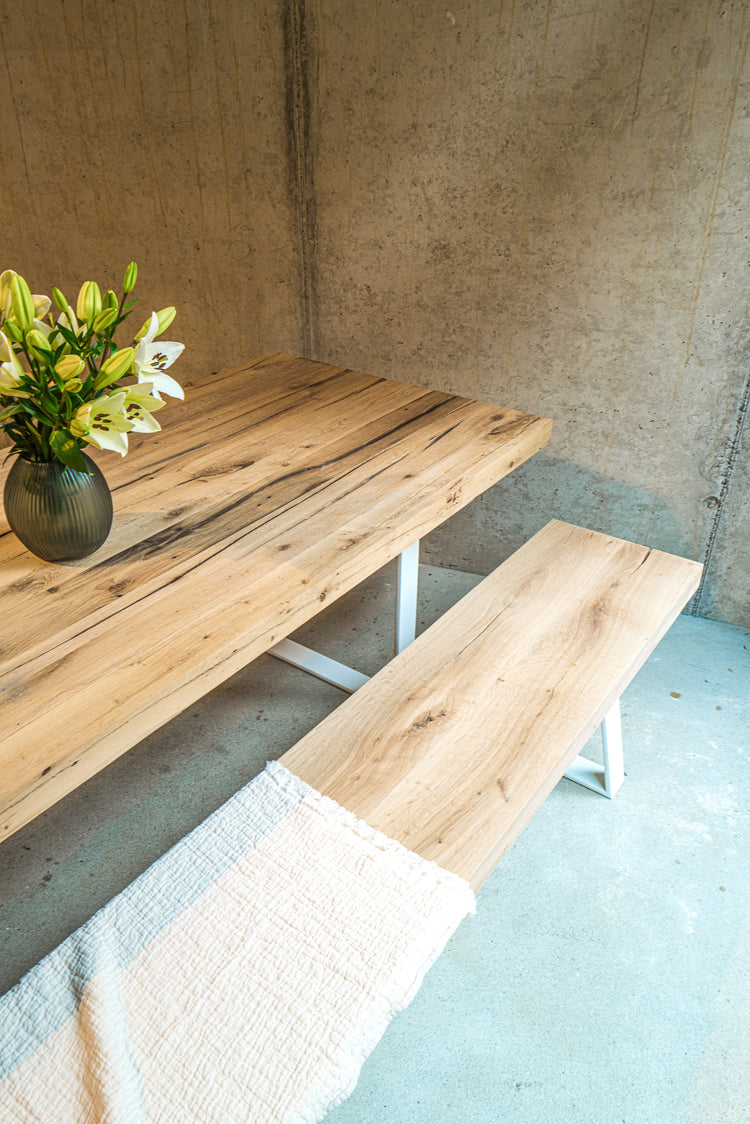Massivholztisch mit Sitzbank | Bank für Esstisch | Holztisch mit Bank