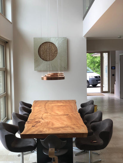 Baumtisch aus einem Stück Zeder | Massives Tischgestell aus Stahl | Holzwerk Hamburg