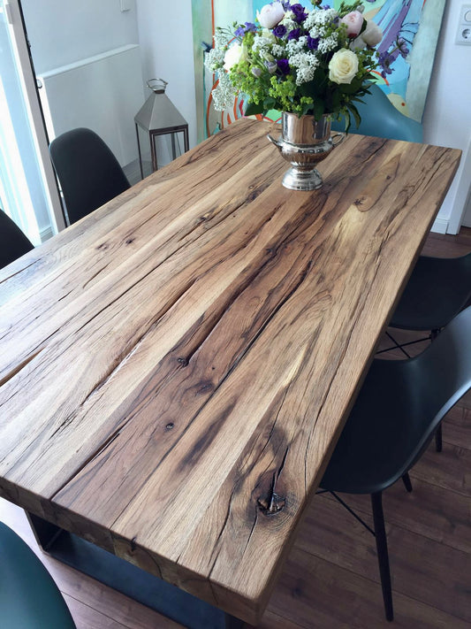 Tischplatte rustikal Eichenholz auf Maß | Holzwerk Hamburg 